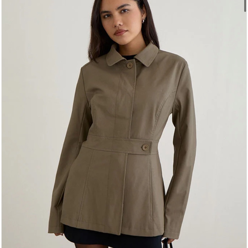 Motel rocks Riku Coat In PU Mushroom - Picture 2 of 7